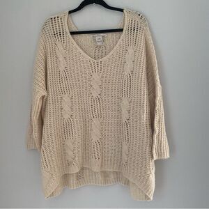 American Rag Cie Women’s Scoop Neck Loose Knit Cream Color Oversized Sweater M